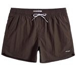 MaaMgic Men Swimming Shorts Classic Mesh Lined Surf Trunks Quick-Drying Beach Shorts Adjustable Drawstring Swimwear,Dark Brown,M