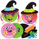 Baker Ross AX221 Witch Plate Decoration Kit - Pack of 4, Halloween Craft and Decoration Kit for Kids, Kid Arts and Crafts