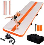 FEATH-R-LITE 13ft Inflatable Gymnastics Tumble Track Tumbling Mat 4in Thick Air Floor Tumble Track with Electric Pump for Cheer Leading/Gymnastics/Beach/Gym/Home(Orange)