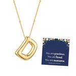 TRWWELL Gold Bubble Letter Necklace Dainty Balloon D Initial Necklace Pave Alphabet Name Pendant Necklace Personalized Jewelry Gifts for Women