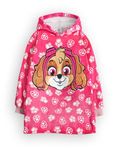 Paw Patrol Girls Wearable Blanket | Kids Skye the Helicopter Pup All Over Print Fleece Hoodie | Pink Heavyweight Snuggle Hooded Pullover | Educational Cartoon TV Series Loungewear Gift for Children