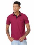 STELLERS Men's Golf Premium Polo T-Shirt Wrinkle Free Quick Dry Soft and Feather Touch Feel Regular Fit Magenta Medium