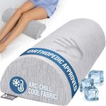 5 STARS UNITED Knee Pillow for Back Sleeping - Memory Foam Cushion - Under Leg Support for Sleeping on Back - Half Moon Bolster for Bed, Arctic Gray