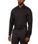 Calvin Klein Men's Dress Shirt Slim Fit Non Iron Stretch Solid, Jet Black, 16.5" Neck 34"-35" Sleeve