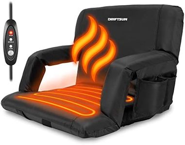 Driftsun Heated Wide Reclining Stadium Seat Extra Wide Reclining Bleacher Chair with Heating Technology, Back Support/Folding Sport Chair for Bleachers, Lawns and Backyards (Black)