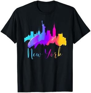 New York Watercolor Skyline Souvenir NYC Liberty Big Apple T-Shirt