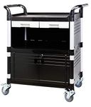 JaboEquip Commercial Heavy Duty Utility Cart Lockable Medical Cart Hospital Cart, 606 lbs Load for Lab Hospital Office, JB-3KD1, Black