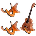 2Pack Wooden Ukulele Stand, Wooden Musical Instrument Stand Holder, Guitar Stand, Wooden Detachable Ukulele Stand with X Shaped Pieces for Ukulele Violin Banjo Mandolin