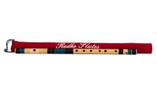 Radhe Flutes | Right Handed C Sharp With Velvet Cover | Tuned With Tanpura A=440Hz | PVC Fiber (Beige Flute With Black & Dark Green)