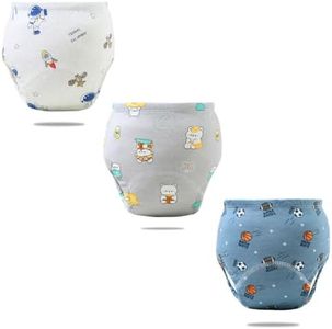 FedMois Culotte Apprentissage Propreté Garcon Fille Culotte d'apprentissage Enfant Lavable, Lot de 3, Astronautes, Ours et Basketball, 1-2 Ans