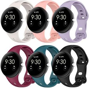 RuenTech Compatible with Google Pixel Watch Bands, Soft Silicone Replacement Straps Adjustable Sport Wristbands for Google Pixel & Pixel 2 Smart Watch (6 Colors)