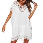 Cover Ups for Women Beachwear Hollow Out Beach Dress Bikini Swimsuit Bathing Suit Cover Up (White, One Size)