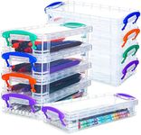 Sabary 36 Pcs Large Capacity Plastic Pencil Box Stackable Clear Pencil Box with Snap Tight Lid Marker Organizer Art Supply Storage Organizer Clear Pencil Case for Brush Painting Pencils Watercolor Pen