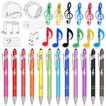 36 Pcs Music Teacher Appreciation Gift Music Themed Adhesive Notes Note Pads Pens Capacitive Stylus Pens Music Paper Clip Holder Graduation Music Gift for Rewards Marching Band School Supplies