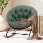 COLAMY Rocking Chair Nursery, Upholstered Glider Rocker Accent Chair Saucer Armchair with Comfy Cushions, Wood Base and Metal Legs for Living Room, Bedroom, Office, Green