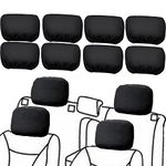 Imeisuit 8pcs Car Seat Headrest Cover Soft Washable Dirt-Proof Car Head Rest Protector Covering Universal Fit for Most Cars Vans Trucks (Black-8pcs)