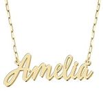 Customized Name Necklace with Paperclip Chain Personalised 18K Gold Plating Nameplate Necklace Dainty Jewelry Gift for Women Wife Mother