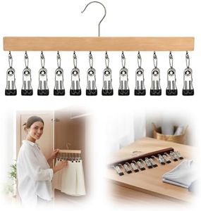 12 Clips Belt Tie Racks Pants Hanger for Closet Organizer,Wood:1 Pack | Versatile Space Saving Hanger for Closet Organizer,Organizer Clothes Hanger College Dorm Essentials Apartment Essential