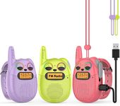 Qniglo Walkie Talkies for Kids Rechargeable 3 Pack, Kid Walkie Talkie with FM Radio, Hands-Free VOX Walky Talky with Lanyard & Wrist for Family Outdoor Camping Games, Xmas Toys Gifts for Boys Girls