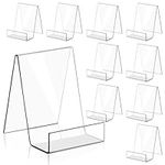 Lighterday Acrylic Display Stand Clear Book Stand Book Holder Plate Stand for Displaying Recipe Card Book Crafts Photos Magazine (10 Pcs & L)