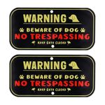 2pcs Warning Dog Signs, 11.81x5.9 Inch Aluminum Beware of Dog No Trespassing Signs for Fence Warning Guard Dog in Yard Signs to Keep Outdoor Gate Closed And Do Not Enter Suitable for Home Yard Farm