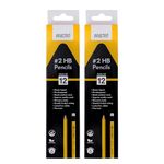 BRUSTRO 2 HB Extra Dark Pencil with Eraser Tip| 12 Pencils X 2 Pack (Total 24 Pencils) | Strong Grip,Pre-Sharpened,Smooth Handwriting | Ideal for Drawing, Sketching, Mandala, School and Office use