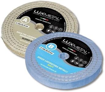 Lux Metal Kit 2 Disco Lucidatura 150 mm (A-B) Dischi In Cotone Sisal Set Lucidare A Specchio Acciaio Inox Metalli Alluminio Set Lucidante Per Trapano Mola Smerigliatrice Ottone Legno Marmo Plexiglass