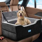 Aupures Dog Car Seat -Perfect Dog Car Seats for Large Medium Sized Dogs Under 55 lbs,Dog Booster Car Seat for Two Small Dogs with Adjustable Height,Pet Car Seat, Dog Car Carrier in Fabric(Black/Gray)