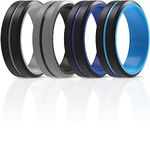 ThunderFit Silicone Wedding Rings for Men 2 Layers (Black-Royal Blue, Black-Grey, Black-Blue, Grey-Black, 8.5-9 (18.9mm))