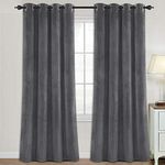 Smarcute Luxury Velvet Curtains for Bedroom/Living Room Darkening Ultra Thick Soft Velvet Window Curtain Draperies Home Decoration Eyelet Curtains Pair 2 Pieces, Each W132cm x D213cm, Grey