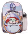 Disney® Baby Yoda Mandalorian 3 Piece Large Backpack with Lunchbag & Water bottle | Exclusive Star Wars Merch with Baby Yoda detachable bag - Suitable for Kids Grogu The Child School Travel Gift