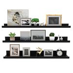 Giftgarden 36 Inch Black Floating Shelves for Wall, Picture Ledge Large Photo Shelf for Bedroom Living Room Kitchen Bathroom Storage Shelving, Set of 3 Different Sizes