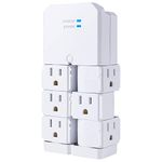 GE Pro 6-Outlet Surge Protector Tap with Swivel Outlets, White, 90 Degree Rotating Outlets, 1080 Joules, 37063