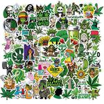 100PCS Stoner Weed Stickers, Vinyl Waterproof Green Marijuana Stickers Pack for Laptop, Water Bottles, Bumper, Phone, Leaves Decals Decoration for Adults