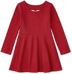 The Children's Place Baby Toddler Girls Long Sleeve Fashion Skater Dresses, Classic Red, 4