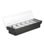 Plastic Condiment Dispenser 6 Compartment Black | Bar Condiment Holder, Cocktail Garnish Tray