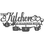 KHayRovies Kitchen Wall Decor Metal Signs, This Kitchen is Seasoned with Love Heart Butterfly Wall Art Word Hanging Sculpture, Rustic Kitchen Iron Letters Quotes for Farmhouse Dining Room Cafe Restaurant Outdoor (A)