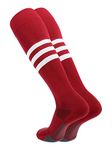 TCK Performance Baseball/Softball Socks (Cardinal/White, X-Large)