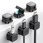 JOYROOM 6 Pack Cable Tidy Clips Adjustable Cord Organiser Magnetic Cable Management Self Adhesive Wire Holder for Desk, Nightstand, Charging Cables, HDMI, USB, Audio Cable, Office, Home, Black