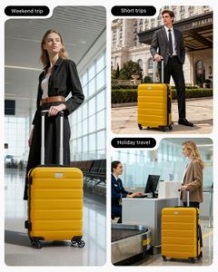 COOLIFE 3-Piece Luggage Set – Lightweight ABS+PC Suitcases, Lemon Yellow