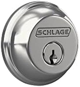 Schlage B60N Single Cylinder Deadbolt, Bright Chrome