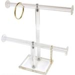 Findingking 2 Tier Clear Acrylic T-Bar Bracelet Necklace Jewelry Displays Stands