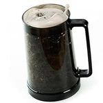 Granatan Black Beer Mug Frozen Cup with Gel Freezer 14 oz, Double Walled Beer Mug For Freezer, Plastic Beer Mug with Handle