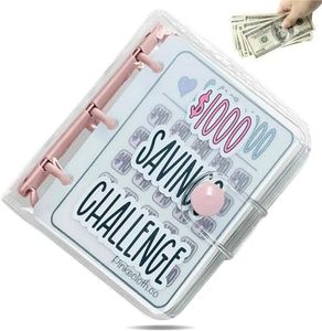 KYHSOM 1000 Savings Challenge Binder Money Saving Binder Cash Saving Challenge Book with Envelopes Mini Budget Binders for Low Income Financial Planner (Pink)