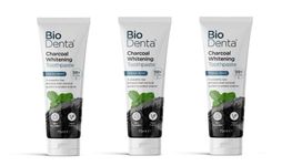 BioDenta Charcoal Whitening Toothpaste - Activated White Charcoal - 75 ml - (Pack of 3) - 98% Natural Vegan, Vegetarian and Halal Friendly. Free from SLS, PEG & Parabens - Pack of 3