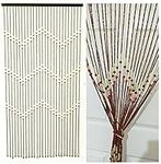 Wooden Bamboo Beaded Door Curtain Tuscany Hanging Screen Doorway Room Divider Blind Fly Insect Bug Protection Home Window Door Decoration 90x175 cm