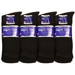 Falari Physicians Approved Diabetic Socks Crew Unisex 3, 6 or 12-Pack, 12 Pairs Black, 10-13