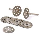 Lukcase 10 pcs Diamond Cutting Wheel Cut Off Discs Coated Rotary Tools W/ Mandrel 22mm for Dremel