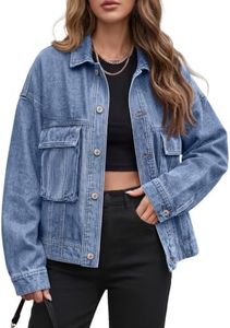 Trendy Queen Women's Oversized Jean Jacket Button Down Denim Coat