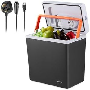 VonShef 20L Electric Cool Box, Large Insulated Cooler Box with Hot & Cold Functions & Three Power Options (3-Pin 240v Wall Plug, USB-A & 12v Car Plug), Festival & Camping Accessories